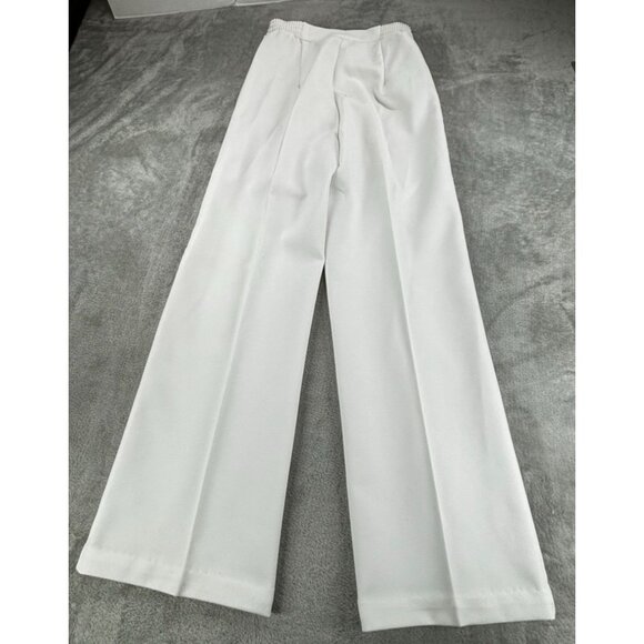 Vintage Nikki Pants White Polyester Knit Elastic Waist Wide Leg Size 9/10 - Picture 2 of 9